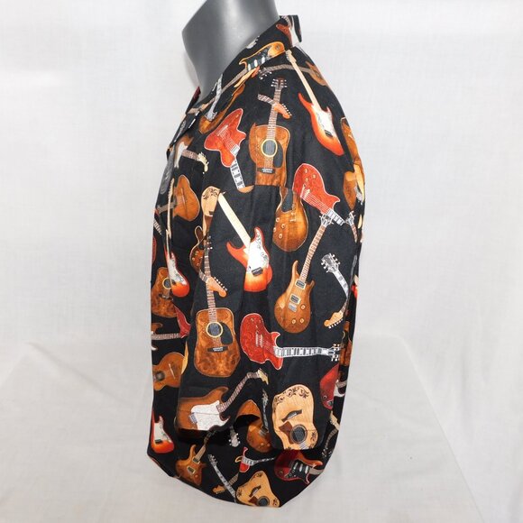 Paradise Found Mens L Acoustic Electric Guitars Allover Print Hawaiian Shirt - Picture 10 of 13